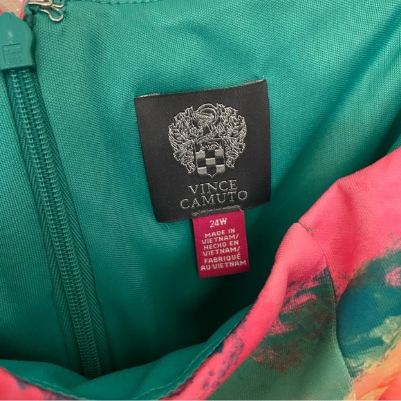 NEW Vince Camuto Plus Size 24W Square Neck Cap Sleeve Fit Flare Dress Pockets - Picture 4 of 8